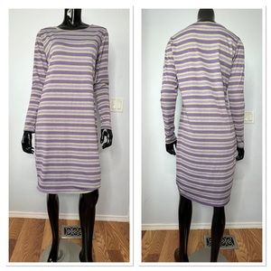 LuLaRoe Debbie Polyester Spandex Blend Dress Sz L Purple Green Gray White